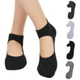 thumbnail image 3 of Women Yoga Pilates Short Ankle Cotton Socks Anti Slip Open Top Backless Breathable Sports Socks, 3 of 9