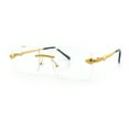 thumbnail image 5 of Rimless Serpent Snake Arm Luxury Clear Lens Rectangle Fashion Glasses Gold, 5 of 8