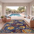 thumbnail image 4 of Nourison Aloha Floral Textured Flatweave High-Low Indoor Outdoor Area Rug Navy Multicolor 7'10" x 10'6", 4 of 12