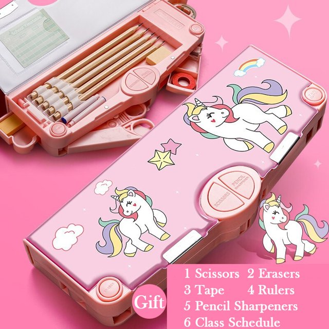 Estuches de lápices Kawaii, caja de lápices bonita multifunción, suministros de regreso a la escuela para niñas, bolsa de lápices coreana japonesa, papelería hola suerte unisex