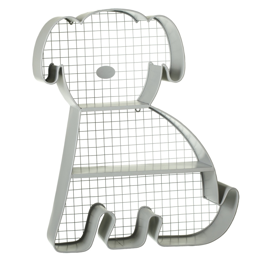 28" Off White Decorative Grid Pattern Dog Shaped Tabletop Display Wall