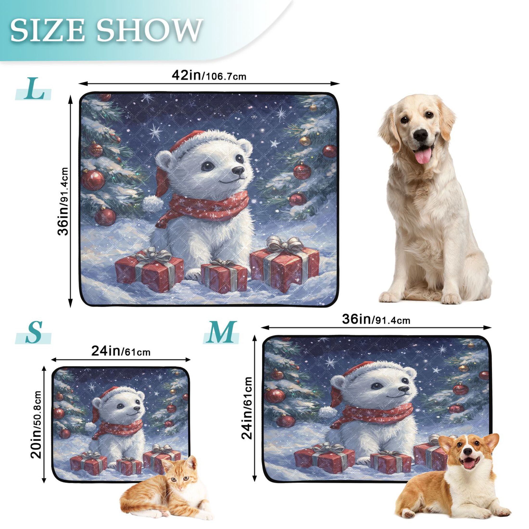 Qxltty A Cute White Polar Bear Cat litter Pads Pet Set of 3 Diaper Mats Center Anti-leakage Layer Absorbent Soft and Comfortable