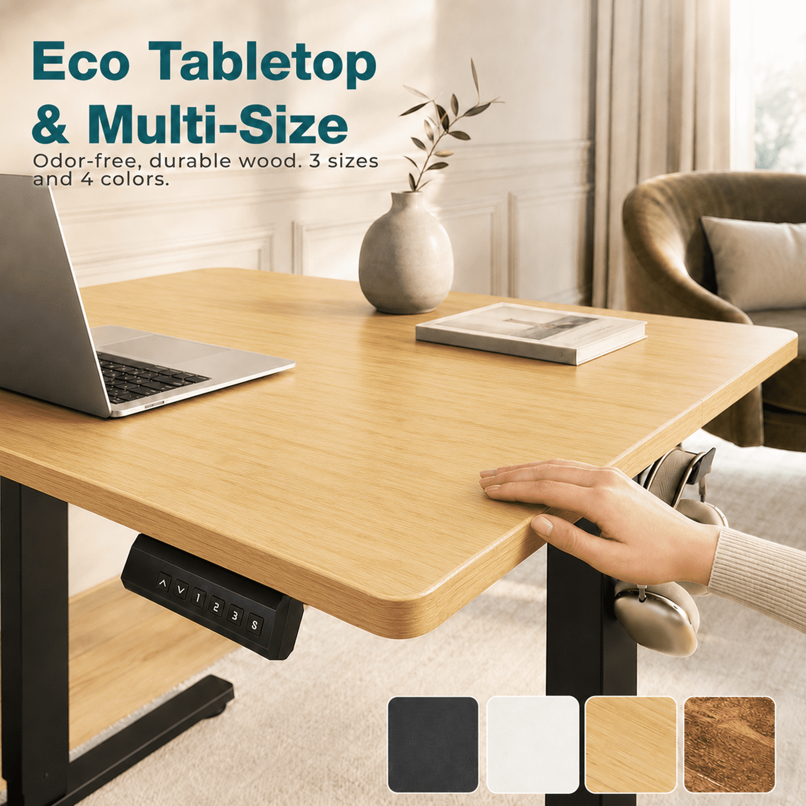 Alvantor Standing Desk, 28.7''- 48'' Height Electric Height Adjustable Home Office Desk with 3 Memory Presets, Sit and Stand Up, T-Shaped Frame