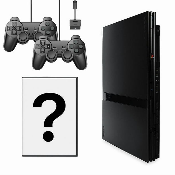 Sony Playstation 2 PS2 Slim Game Console with 2 Retrofam Controllers and Surprise Game (Refurbished)