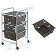 thumbnail image 4 of 3-Drawer Cart Storage Bin Organizer Rolling w/Plastic Drawers  Black, 4 of 11