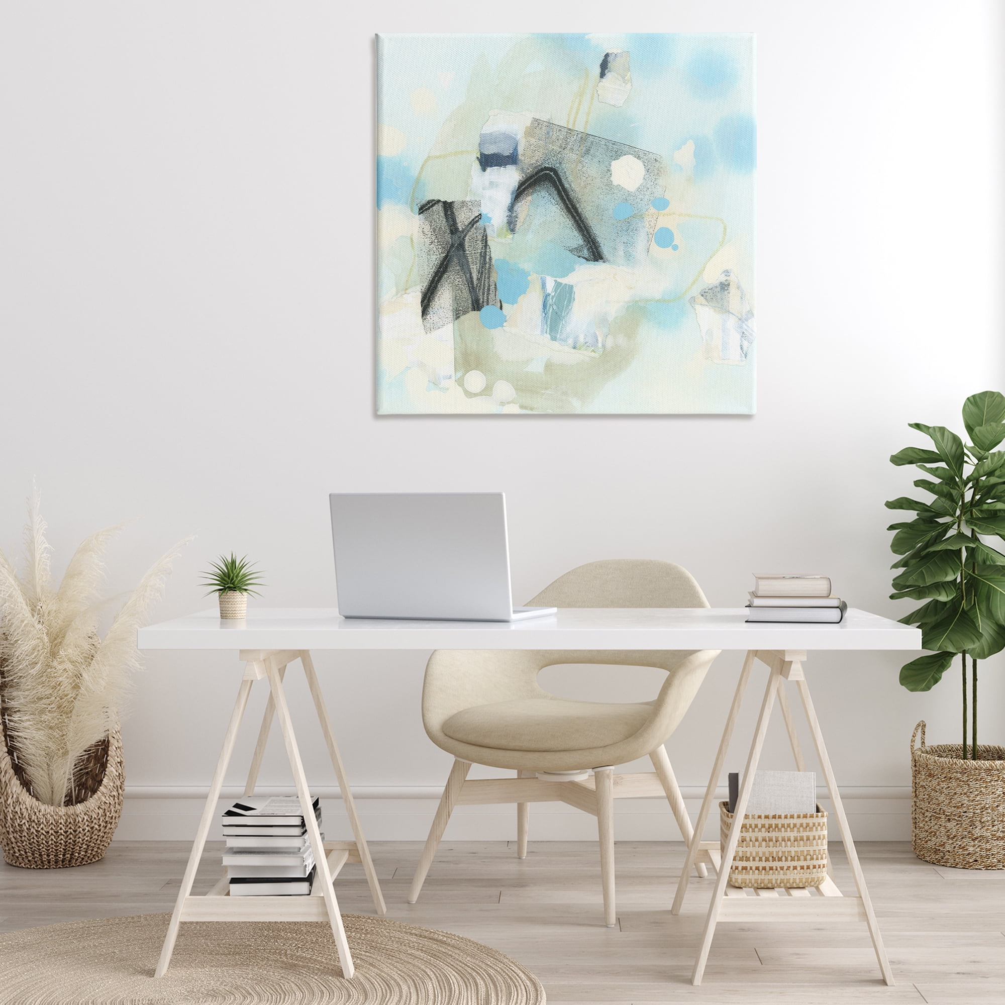 Stupell Industries Expressive Blue Abstraction Abstract Painting Gallery Wrapped Canvas Art Print Wall Art, 36 x 36