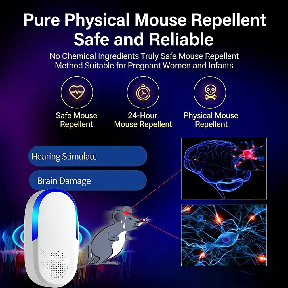 Ultrasonic Pest Repeller, Intelligent Variable Frequency Plug-in Deterrent for Indoor Use, Quiet Electronic Device for Rodent and Insect Deterrent