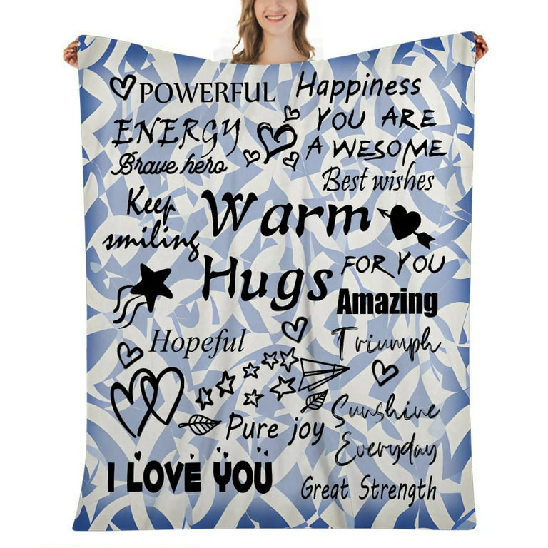 I Love You Mom Gift Blanket - Super Soft Flannel Throw 50 inch x 65 inch  (Gray)