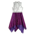 thumbnail image 6 of inhzoy Kids Girls Shiny Metallic Liturgical Praise Dance Dress Contemporary Dance Tunic Purple 10, 6 of 7