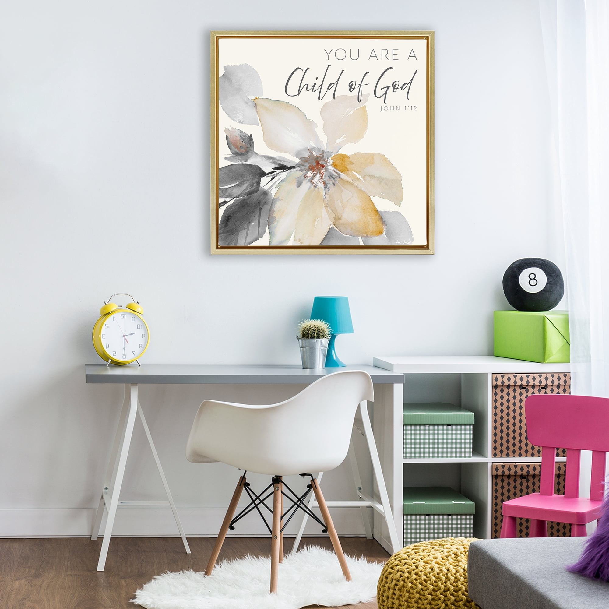Stupell Industries Child Of God Flower Gold Framed Floater Canvas Wall Art, design by Lanie Loreth