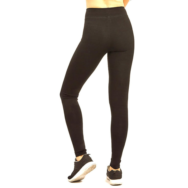 Sofra Cotton Leggings - Womens Medium Weight Breathable Cotton Legging,  Black, Size: Small 