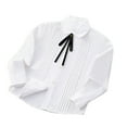 thumbnail image 2 of ZACPNCV Uniform Shirts for Girls Ruffle Princess Lace Collar Long Sleeve Button Down Bowknot Blouse Black 15-16 Years, 2 of 4