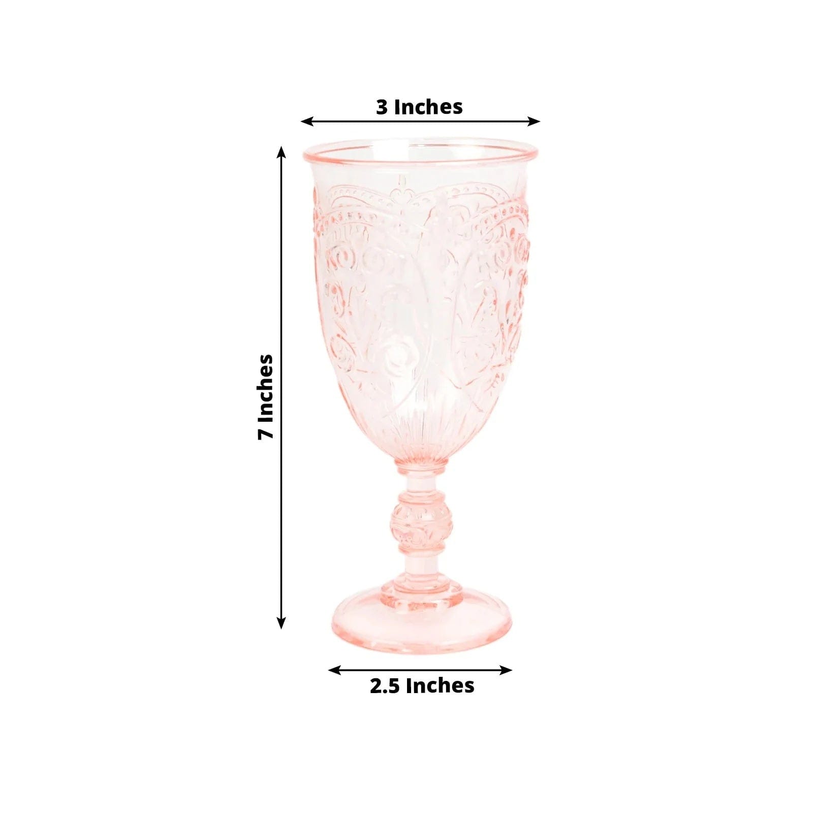 Balsa Circle 24 Blush 10 oz Transparent Plastic Wine Glasses Retro Embossed Style Wedding Party Tableware Event Decoration Supplies