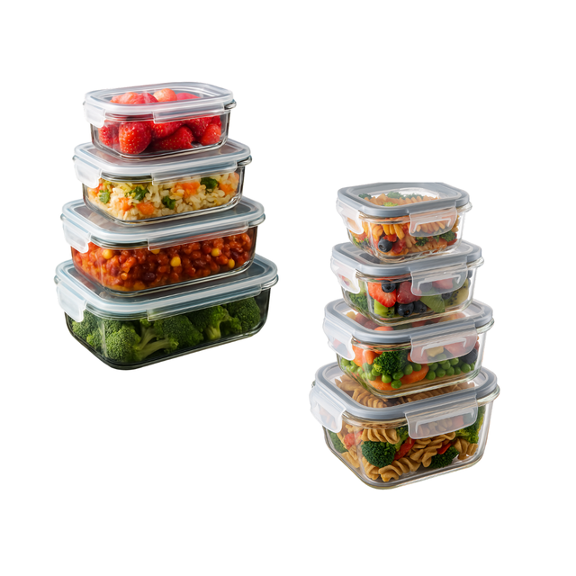 Contenedores Herméticos Recipiente de Vidrio Borosilicato 8pz