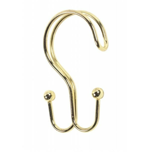 Double Shower Curtain Hook in Brass