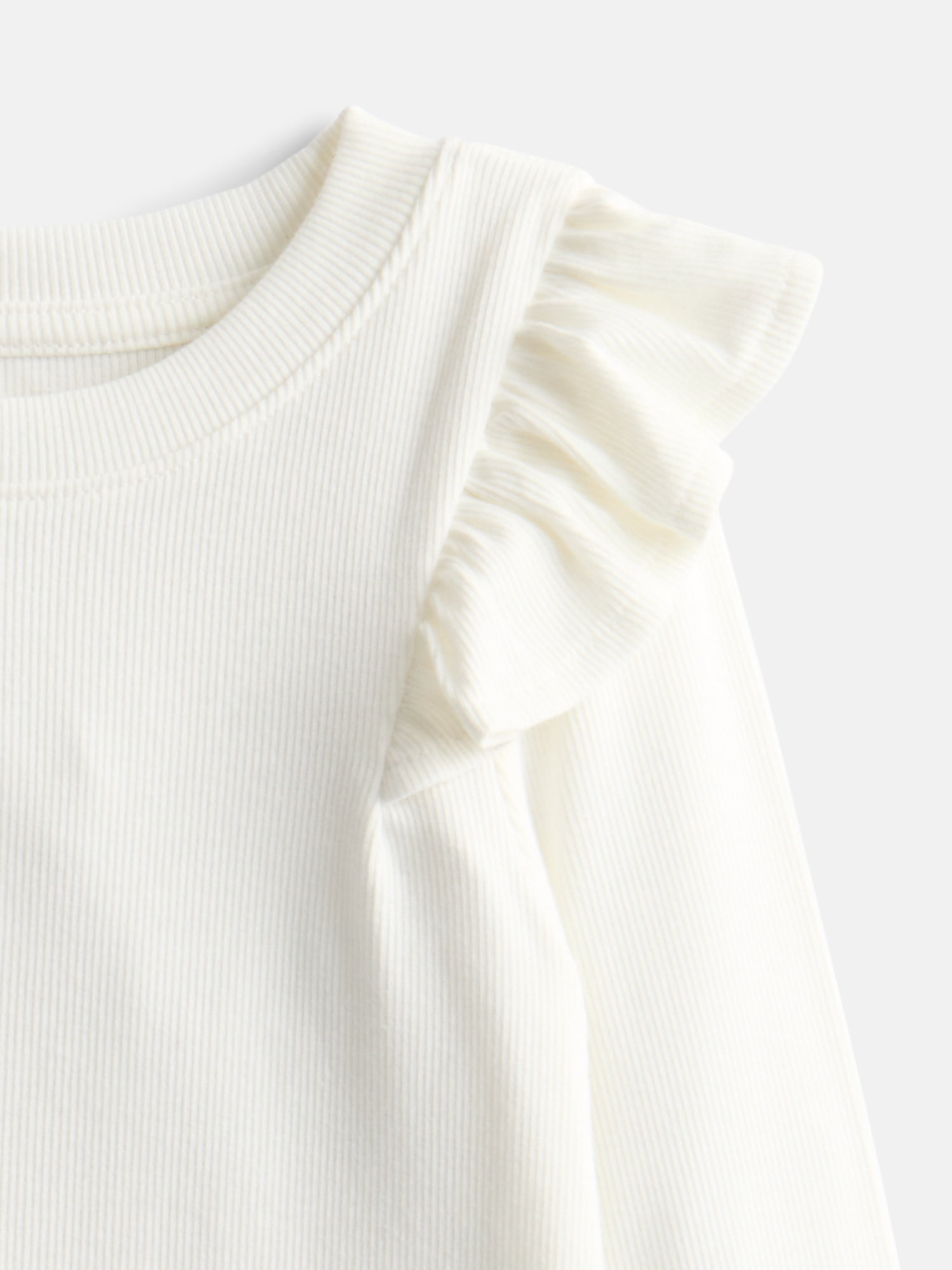 Wonder Nation Girls Rib Knit Top with Long Ruffle Sleeves, Sizes 4-18 & Plus