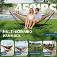 thumbnail image 3 of COZONY Double Hammock with Steel Stand, Portable Outdoor Hammock with Carry Bag, Heavy Duty 450 lbs Capacity Hammock for Yard Garden Patio Camping, Black rainbow stripes, 3 of 7