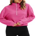 thumbnail image 2 of Women Half Zip Sweatshirts Stand Collar Long Sleeve Pullover Tops, 2 of 5