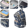 thumbnail image 4 of Blue and White Checkered Pattern Backpack for School, Cute School Bag with Adjustable Shoulder Straps and Padded Back, 16.9"x12.6"x5.9", 4 of 5