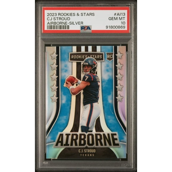 Graded 2023 Panini Rookies & Stars CJ Stroud #AI13 Airborne Silver Rookie RC Football Card PSA 10 Gem Mint