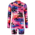 thumbnail image 3 of Kids Girls One Piece Zipper Swimsuit Long Sleeve Swimwear Bathing Suit Rash Guard 4-12 Years, 3 of 10