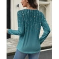 thumbnail image 3 of Zeagoo Long Sleeve Shirts for Women V Neck Henley Tops Pleated Button Casual Dressy Blouses Fashion Tunic Outfits, 3 of 4