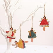 Big Save!4 Styles Christmas Metal Angle Tree Ornaments,Small Angel with Burlap Hanging String for Christmas Tree Decorations