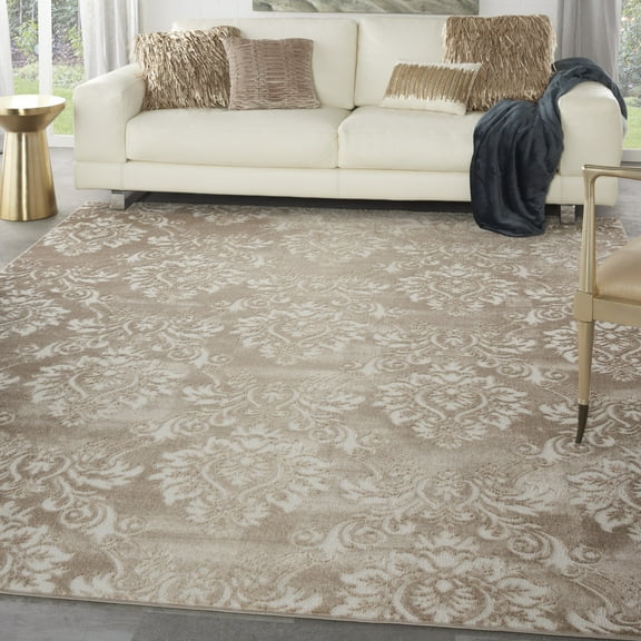 Nourison Elation Damask Ivory Mocha 7'10" x 9'10" Area Rug, (8x10)