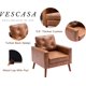 thumbnail image 4 of VESCASA - Silla de brazo con patas de madera, piel sintética cómoda, tapizada, moderna de mediados de siglo, para lectura/sala de estar/recámara, color caramelo, 4 of 32