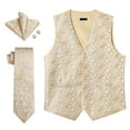 thumbnail image 3 of Men Suit Vest Set Paisley Vests Tie and Pocket Square Cufflinks Vests Set Formal Business Waistcoat, 3 of 9