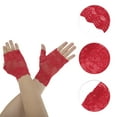 thumbnail image 2 of Unique Bargains 1 Pair Sunblock Fingerless Gloves Floral Thin Sun Block Driving Gloves for Women Red, 2 of 5