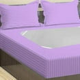 thumbnail image 5 of D.N.G. BEDDINGS 3 Piece Box Spring Cover - 100% Egyptian Cotton, 800 TC, Wrap Around 4 Sides Bed Skirt for Hotel & Home, Fits Box Springs up to 10 Inch - Full, Stripe Lilac Color, 5 of 9