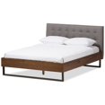 thumbnail image 1 of Baxton Studio Mitchell Tufted King Platform Bed in Gray and Brown, 1 of 7
