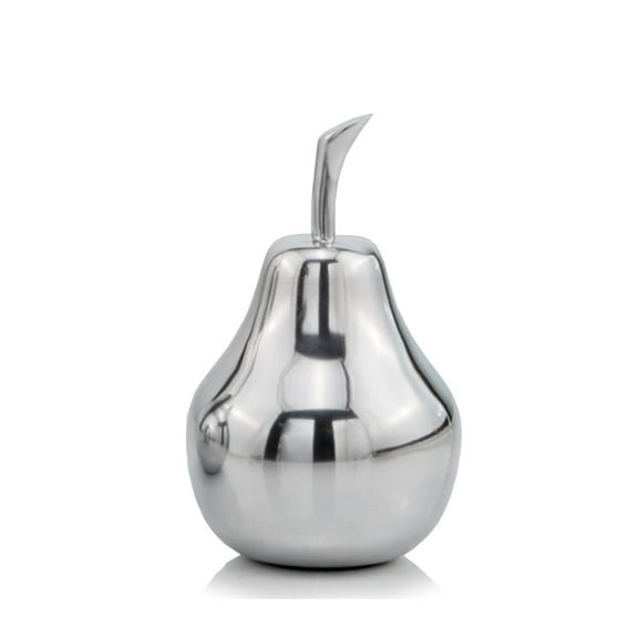 Modern Day Accents SM Small Peral Polished Pear, Silver, Fruit, Tabletop, Transitional, Sculpture, Accents, D√©cor, Desk, Aluminum, 4" L x 4" W x 6.5" H