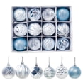 thumbnail image 3 of Yuarrent Bola colgante de plástico para árbol de Navidad, 12 piezas, extraíble, 12 patrones, adorno para oficina, centro comercial, festival, Kits de decoración para fiestas Azul Yuarrent HA008097-05, 3 of 6