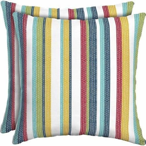 Mainstays Outdoor Patio 16" Square Toss Pillow, Set of 2, Coral Dot
