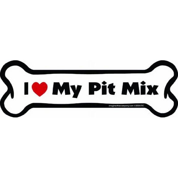 Imagine This Bone Car Magnet, I Love My Pit Mix, 2-Inch by 7-Inch