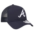 thumbnail image 3 of Men's New Era Navy Atlanta Braves 9FORTY A-Frame Trucker Adjustable Hat, 3 of 6