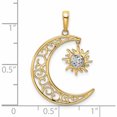 thumbnail image 5 of 14K Yellow & Rhodium And White Diamond-Cut Moon Dangle Sun Pendant (30.22 X 21.16) Made In Peru -Jewelry By Sweet Pea, 5 of 8