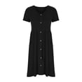 thumbnail image 7 of Wycnly Dresses for Women 2024 Casual Button Down Pocket Pleated Swing A Line Midi Dresses Short Sleeve V-Neck Solid Summer Knee-Length Sun Dress Black XL Clearance Clothes, 7 of 7