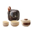 thumbnail image 4 of Tnarru Portable Tea Set with Case Teacups Ceramics Kung Fu Tea Set Convenient Teaware Handmade Tea Pot with Case for Business Travel Three Teacups Set, 4 of 8
