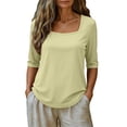 thumbnail image 6 of QASIEATN Short Sleeve Tops for Women Summer Thread Neck T Shirts Loose Fit Casual Lightweight Work Blouse Fall Fashion Outfits, 6 of 9