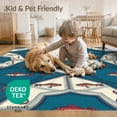 thumbnail image 4 of ODIKA 5'x7' Washable Area Rug Novelty Lake Vintage Tackle Lure Motifs Nautical Hooked Fishing Refined for Dining Room, Under Table, Home Office, Non-Slip Chair-Friendly, 4 of 7