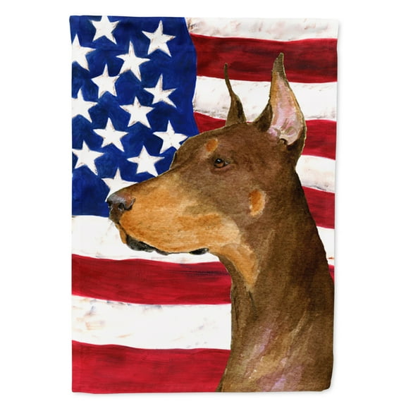 Carolines Treasures SS4224-FLAG-PARENT USA American Flag with Doberman Flag  multicolor