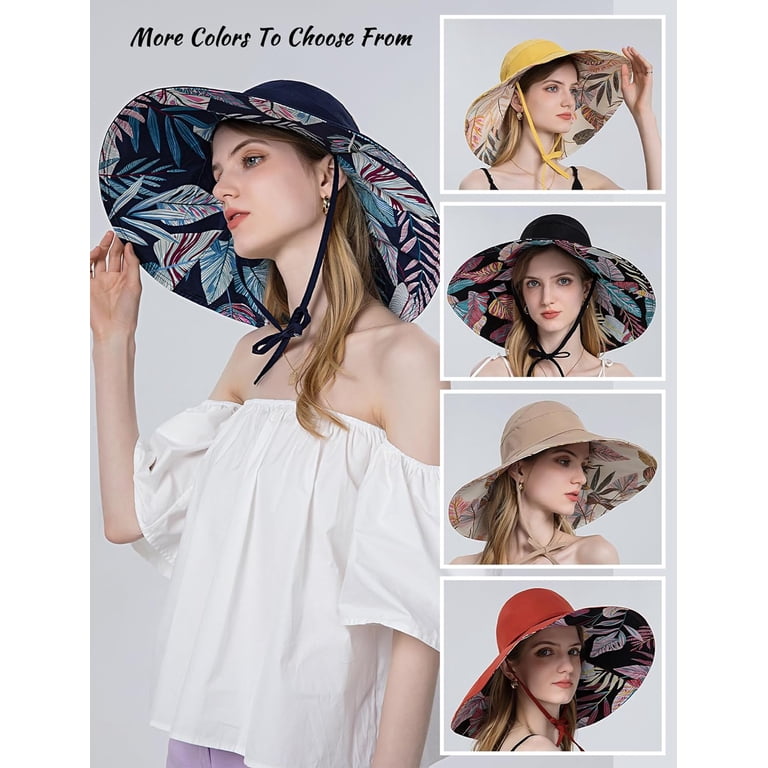 Wide Brim Hats for Women, Double-Sided Foldable Beach Hat  display picture 2