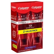 Colgate Optic White Renewal Teeth Whitening Toothpaste, Enamel Strength, 3 Oz, 2 Pack