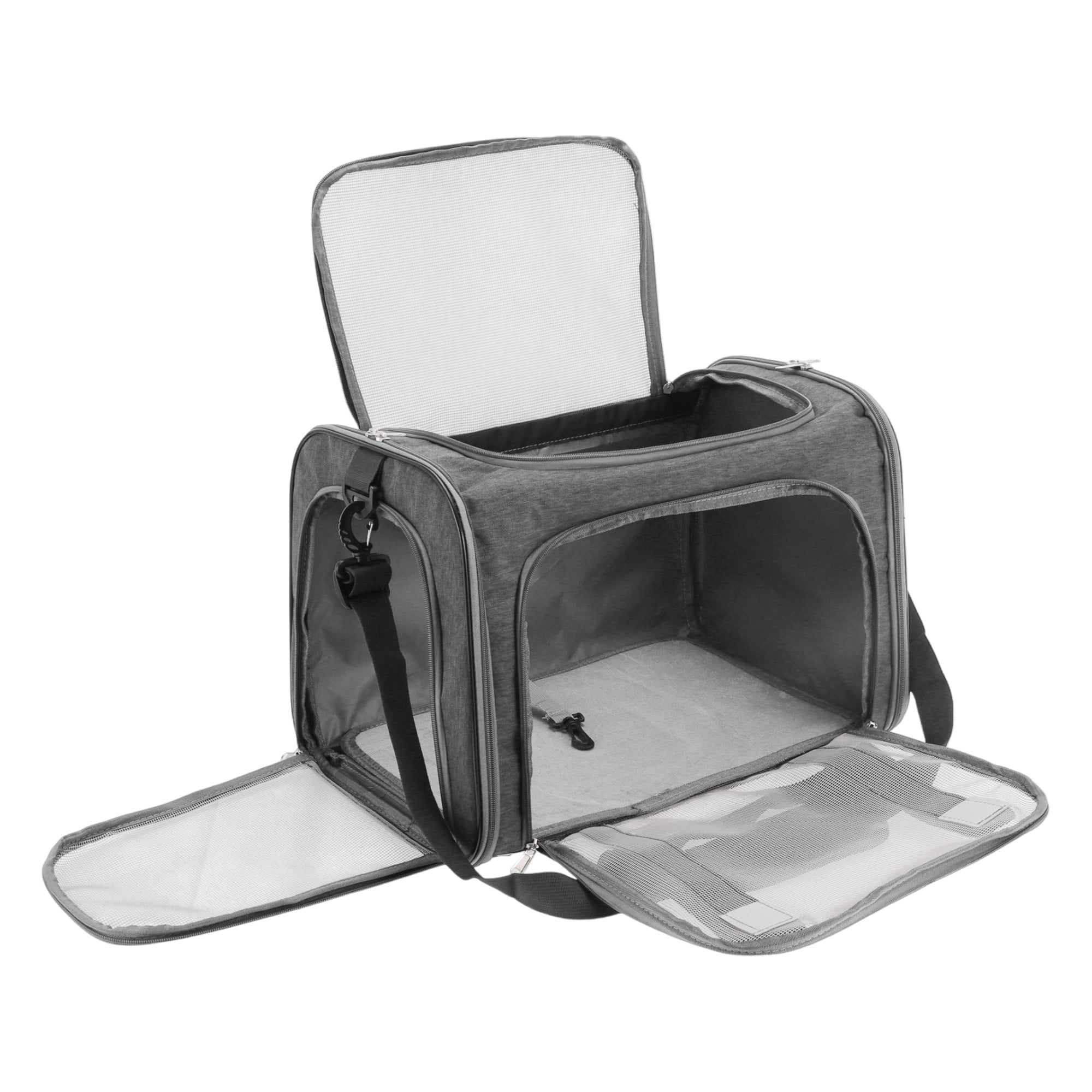 Unique Bargains Foldable Transport Box with Removable Plush Mat Gray