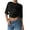 Black, variant on Womens Summer Wrap Tops Casual Short Sleeve Ruched T Shirts Trendy Boat Neck Blouse Cinched Waist Crop Tops