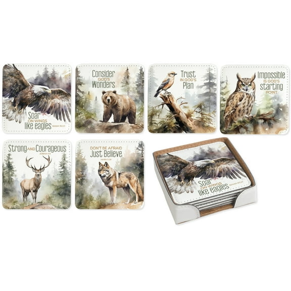 DEXSA Wildlife Assorted Coaster Set - Set of Four Coasters | Wonderful Gift | Inspirational Sentiment