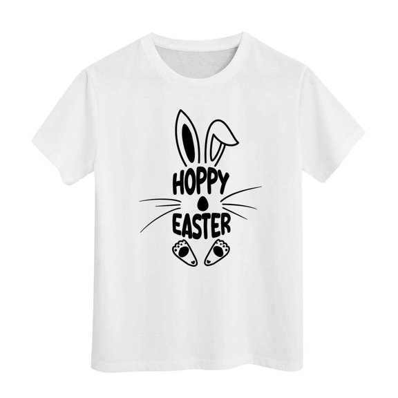 Shadoumai Girls Easter Shirt Size 10 Happy Easter Letter Graphic Printed Crew Neck Short Sleeve T-Shirt Casual Gentleman Tops Girls' Tops, Tees & Blouses